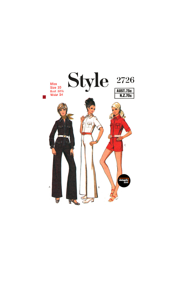 70s Cut-Out Midriff Jumpsuit in Two Lengths, Bust 34 (87 cm) or 36 (92 –  Patterns Central