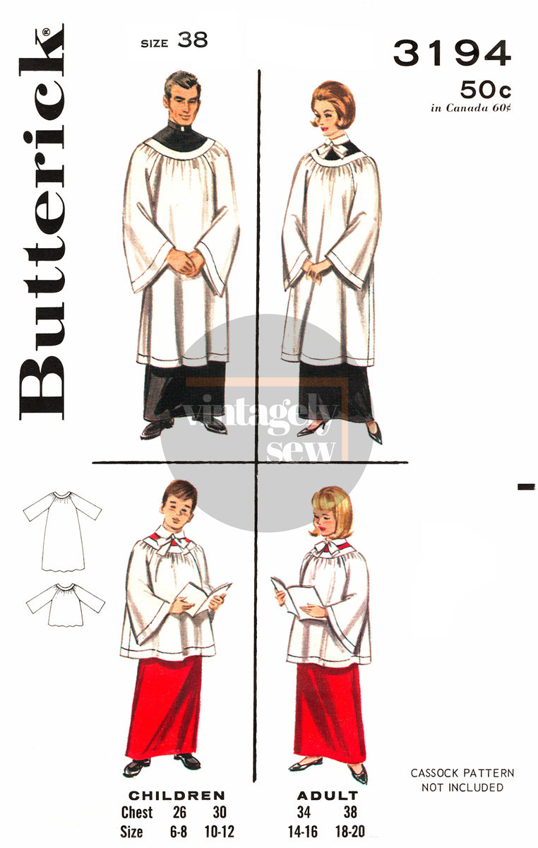 50s Unisex Adult or Child Choir Robes, Chest 30 (76 cm) or 38 (97