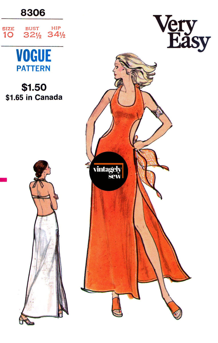 Women's Cutout Dress Pdf Sewing Pattern Side Waist Cut Out Club