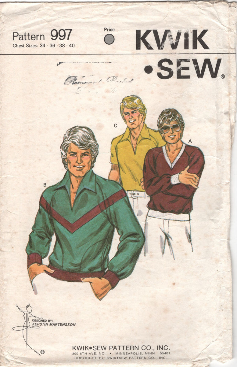 Kwik Sew Pattern 1627 Men's Short and Long Sleeve Shirts Chest sizes 34  through 48