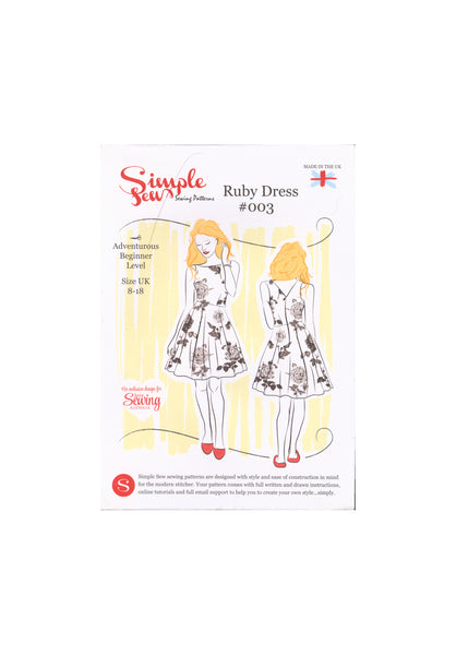 Simple Sew 003 Ruby Dress Sewing Pattern, Dress, Size UK 8-18, Uncut, Factory Folded