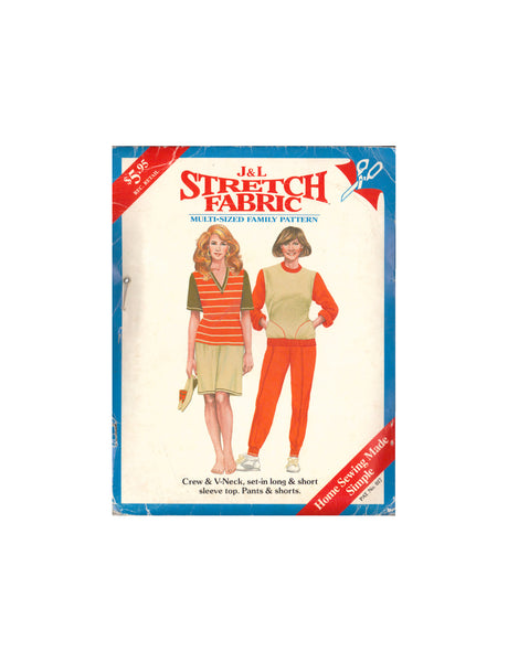 J&L 017 Sewing Pattern, Top, Pants and Shorts, Size 6-20, Uncut, Factory Folded