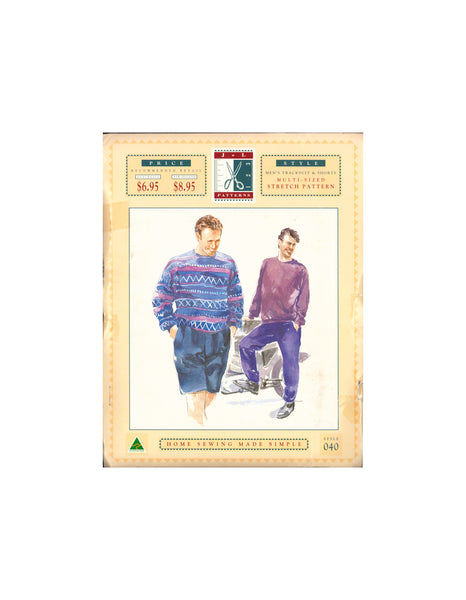 J&L 040 Sewing Pattern, Men's Track Suit and Shorts, Size XS-XXL, Uncut, Factory Folded