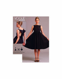 Vogue 1102 Andrea Katz Dress with Raised Waist and Flared Skirt, Partially Cut, Complete, Sewing Pattern Size 6-10
