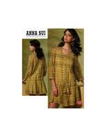 Vogue 1177 Anna Sui Drop Waist Front Tucked Dress with Drawstring Waist, Uncut, Factory Folded, Sewing Pattern Size 8-14