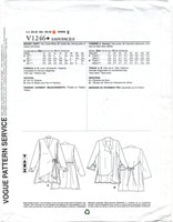 Vogue 1246 Mizono Loose Fitting Shirt with Asymmetrical Front, Uncut, F/Folded, Sewing Pattern Size 8-14 or 16-22