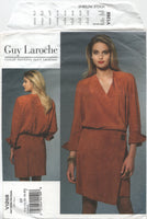 2000s Sewing Pattern: Vogue 1268 Guy Laroche Blouson, Mock Wrap Dress, Uncut, Factory Folded, Size 12-20