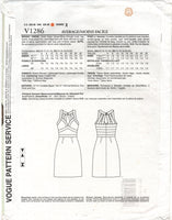 Vogue 1286 Tracy Reese Lined Cocktail Dress featuring Three Piece Bra, Uncut, F/Folded, Sewing Pattern Size 6-14