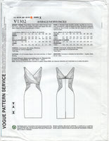 Vogue 1302 Kay Unger Side Draped/Ruched Dress with V-Neckline, Uncut, Factory Folded, Sewing Pattern Size 6-14