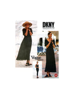 Vogue 1375 DKNY Scoop Neckline Dress and Unitard, Partially Cut, Complete, Sewing Pattern Size 6-8