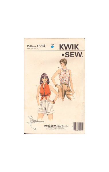 Kwik Sew 1514 Sewing Pattern, Blouses, Size 6-12, Cut, Complete