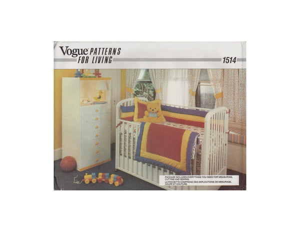 Vogue 1514 Sewing Patterns Baby Room Items, Partially Cut, Complete