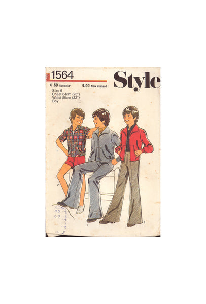 Style 1564 Sewing Pattern, Boys' Jacket, Pants and Shorts, Size 6, Cut, Complete