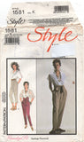 Style 1581 Deep Front Pleated Trousers in Two Lengths with Sash, Uncut, Factory Folded Sewing Pattern Size 8-12