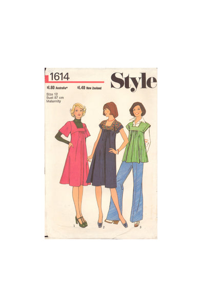 Style 1614 Sewing Pattern, Maternity Dress or Top, Size 12, Cut, Complete