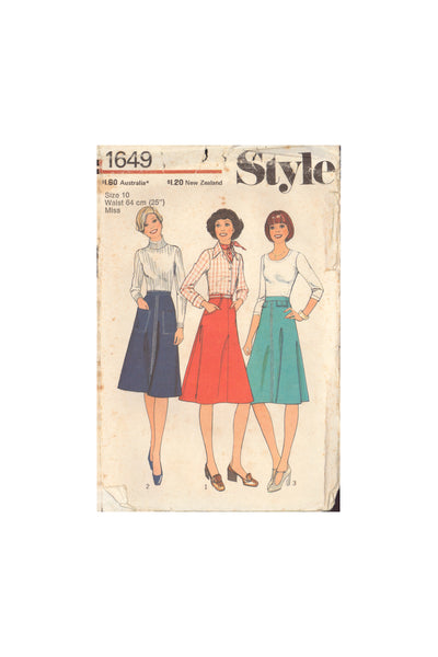 Style 1649 Sewing Pattern, Set of Skirts, Size 10, Uncut, Complete