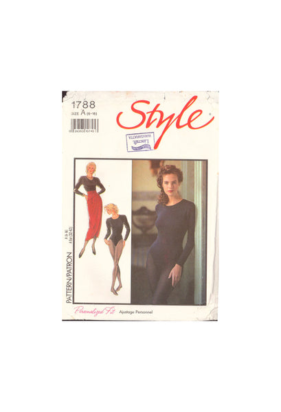 Style 1788 Sewing Pattern, Bodysuit and Sarong Skirts, 6-10, PARTIALLY CUT, COMPLETE