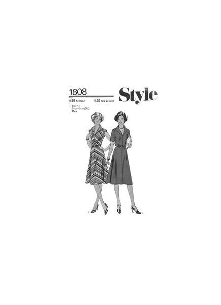 Style 1808 Sewing Pattern, Bias Dress, Size 14, Uncut, Factory Folded  The original envelope is missing.