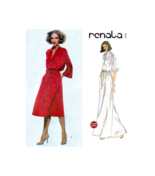 70s Sewing Pattern: Vogue 1860 Renata Blouson Dress in Two Lengths with Kimono Sleeves, Uncut, Factory Folded, Size 12