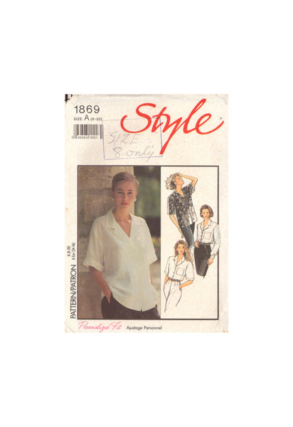 Style 1869 Sewing Pattern, Shirts, Size 8, Cut, Complete