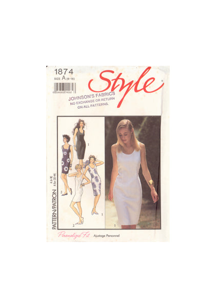 Style 1874 Sewing Pattern, Dress Size 6-12, Cut, Complete