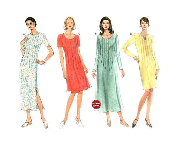 Vogue 1921 A-Line or Slightly Flared Dress with Front Tucks, Uncut, Sewing Pattern Size 8-12