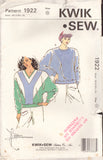 Kwik Sew 1922 Sewing Pattern, Women's Tops, Size XS-S-M-L-XL, Largely Uncut, Complete