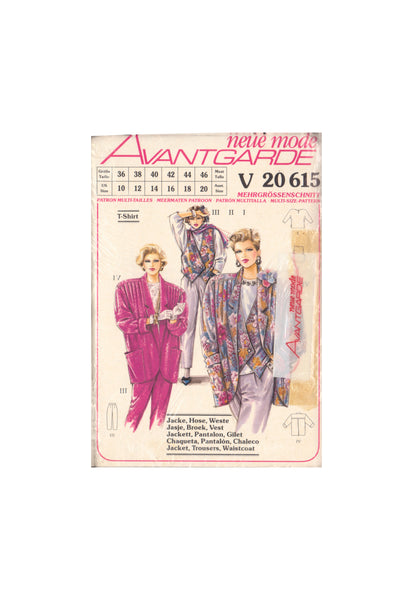 Neue Mode 20615 Sewing Pattern, Jacket, Pants, Waistcoat, Size 10-20, Uncut, Factory Folded