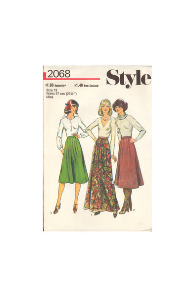 Style 2068 Sewing Pattern, 3-Lengths Skirt, Size 12, Cut, Complete