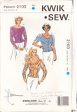 Kwik Sew 2103 Sewing Pattern, Misses' Top, Size XS-S-M-L-XL, Cut Apart, Complete