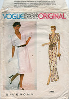 70s Sewing Pattern: Vogue 2165 Givenchy Dress with Shawl Collar and Tulip Hemline in Two Lengths Cut, Complete Size 12