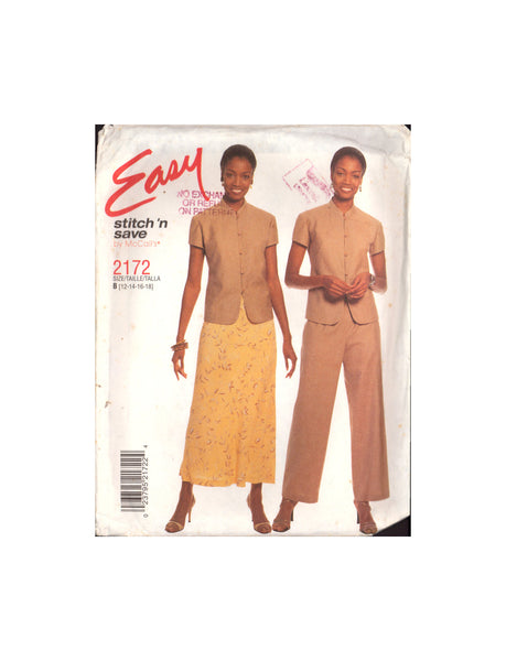 McCall's 2172 Sewing Pattern Top Pants Skirt 12-14-16-18 Uncut Factory Folded