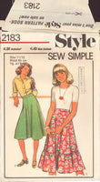 Style 2183 Sewing Pattern, Teens' Skirt, Size 11/12, Cut, Complete