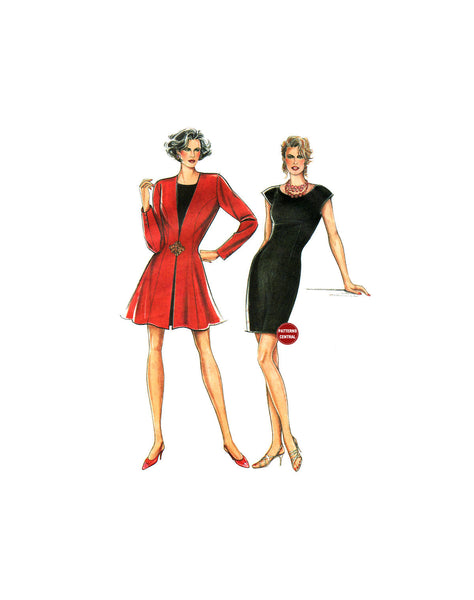 Style 2201 Cap Sleeve Dress and Flared Jacket, Part Cut, Complete, Sewing Pattern Size 8-10