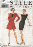 Style 2201 Cap Sleeve Dress and Flared Jacket, Part Cut, Complete, Sewing Pattern Size 8-10