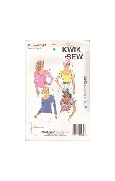 Kwik Sew 2243 Sewing Pattern, Misses' Tops, Size XS-XL, Cut, Complete