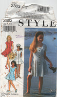 Style 2303 Girls' Panelled Dresses and Playsuit, Uncut, Factory Folded Sewing Pattern Multi Size 9-14