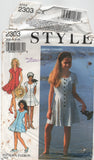 Style 2303 Girls' Panelled Dresses and Playsuit, Uncut, Factory Folded Sewing Pattern Multi Size 9-14