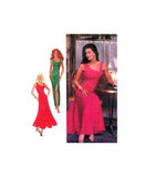 90s Dress Sewing Pattern: Style 2365 Asymmetrical Neckline Dress with Flared or Slim, Thigh Split, Part Cut, Complete, Size 6-16 (See Description)