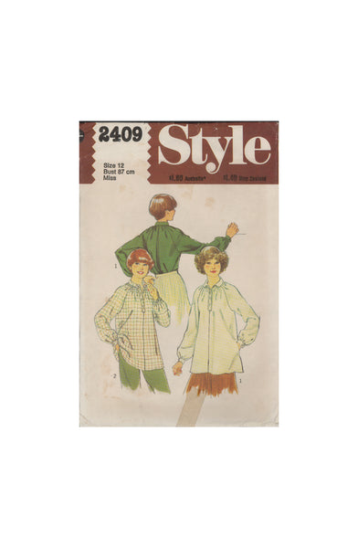 Style 2409 Sewing Pattern, Women's Shirt, Size 12, Cut, Complete