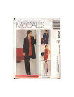 McCall's 2496 Sewing Pattern Coat Top Pants Skirt Size 18-20-22 Uncut Factory Folded