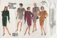 Vogue 2534 Loose Fitting Straight Dress, Tunic and Skirt, Uncut, Factory Folded, Sewing Pattern Size 20-24