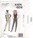 Kwik Sew 2570 Slim Fit Pants and Double Breasted or Zip Front Vest, Uncut, Factory Folded Sewing Pattern Multi Plus Size XS-XL