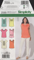 Simplicity 2599 Sewing Pattern, Women's Tops, Size 12-20, Cut, Complete