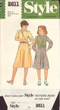 Style 2611 Sewing Pattern, Girls' Dress and Waistcoat, Size 10, Cut, Complete