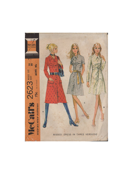 McCall's 2623 Sewing Pattern, Dress in 3 Versions, Size 12, Cut, Complete