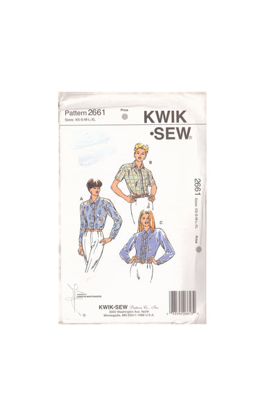 Kwik Sew 2661 Sewing Pattern, Blouses, Size XS-S-M-L-XL, Uncut, Factory Folded