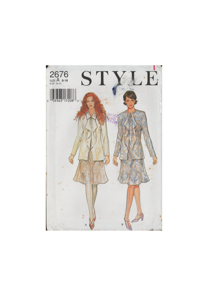 Style 2676 Sewing Pattern, Skirt and Blouse, Size 8-18, Partially Cut, Complete