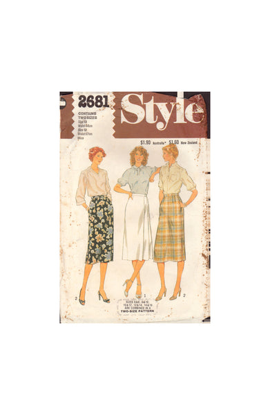 Style 2681 Sewing Pattern, Skirts, Size 10-12, Cut, Complete