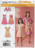 Simplicity 2683 Girls' Sundress or Short Sleeved Dress and Bolero, Uncut, Factory Folded Sewing Pattern Size 7-14